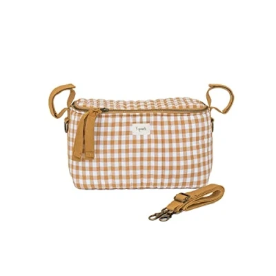 Abbildung von 3 Sprouts Kinderwagen Organizer Tasche für und Buggy Kinderwagentasche Stroller Bag Gingham Senf