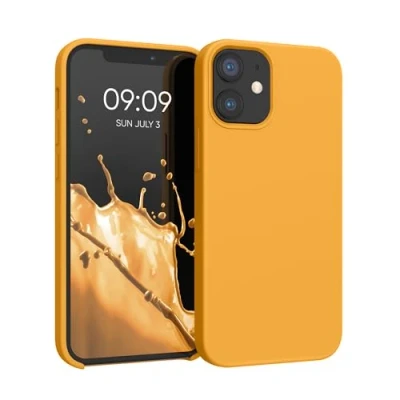 Abbildung von kwmobile Hülle kompatibel mit Apple iPhone 12 Mini Silikon Handy Case Handyhülle weiche Oberfläche kabelloses Laden Mango