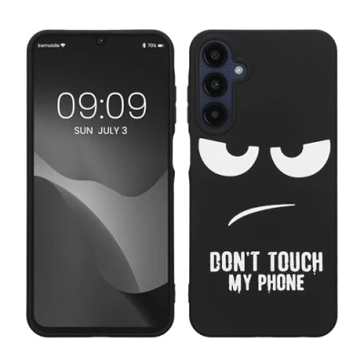 Abbildung von kwmobile Hülle kompatibel mit Samsung Galaxy A25 Handyhülle Silikon Case Don&#039;t Touch My Phone Weiß Schwarz