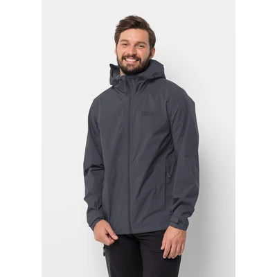 Abbildung von Jack Wolfskin Elsberg Regenjacke / wasserabweisende Jacke, Herren, Größe: Medium, Ebony