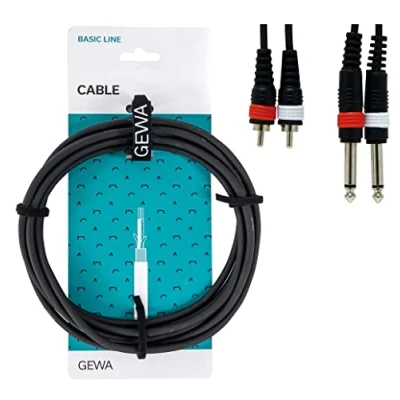 Abbildung von GEWA Twinkabel Basic Line 6m, schwarz, 2x 6,3 mm Monoklinke Cinch, 190220