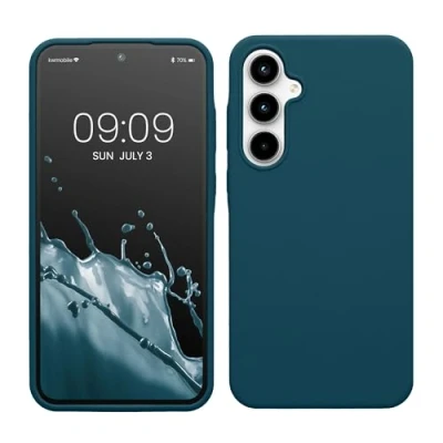 Abbildung von kwmobile Hülle kompatibel mit Samsung Galaxy A35 Silikon Handy Case Handyhülle weiche Oberfläche kabelloses Laden Petrol matt