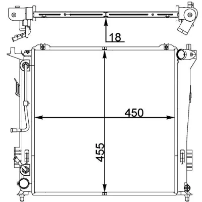 Abbildung von HELLA 8MK 376 765 351 Kühler, Motorkühlung 456 450 19 Automatikgetriebe Kühlrippen gelötet KIA: cee‘d I Schrägheck