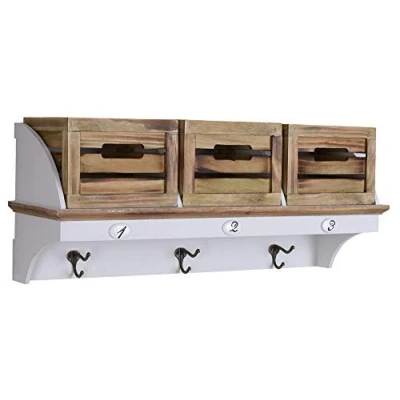 Abbildung von Nostalgisches Wandregal Garderobe Shabby Chic Handtuchhalter 76 cm Wandschrank Landhausstil Küchenschrank Hakenleiste HMA17 Palazzo Exklusiv