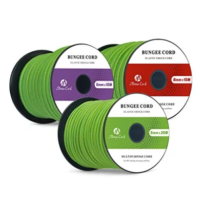 Abbildung von Abma Cord Gummiseil Expanderseil 6mm 10M Gummischnur UV Beständig Planenseil 100% Dehnung Spannseil für Plane, Anhängerplane, Sonnensegel, Zelte, Banner Neon Grün