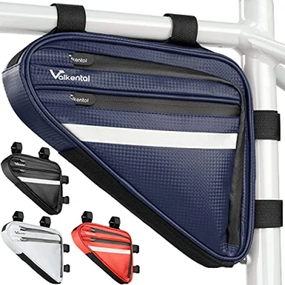 Abbildung von Valkental Wasserfeste Rahmentasche mit viel Platz 1,5L Volumen Fahrradtasche Reflektoren und Praktischen Fächern