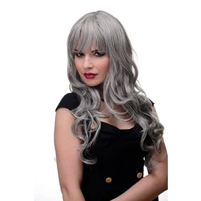 Abbildung von WIG ME UP Damen Perücke große kräftige Locken, welligem Haar mit glattem Pony Grau ca. 65 cm 285 51