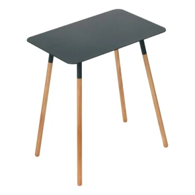 Abbildung von Yamazaki 3508 Plain Rechteckiger Beistelltisch, schwarz, Stahl/Holz, minimalistisch, 45 x 30 50 cm