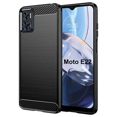 Abbildung von betterfon Hülle für Motorola Moto E22i / E22 Handyhülle Carbon Handy Tasche in Schwarz