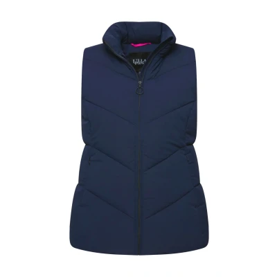 Abbildung von Ulla Popken Damen große Größen Übergrößen Plus Size Steppweste, Stehkragen, Zipptaschen, ärmellos marine 50+ 833141130
