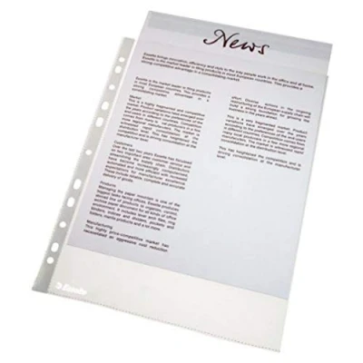 Abbildung von Leitz Esselte Prospekthüllen Set, 10 Stück, A4 Format mit Universal Lochung, Farblos matter Oberfläche, 0,043 mm PP Folie, 56094
