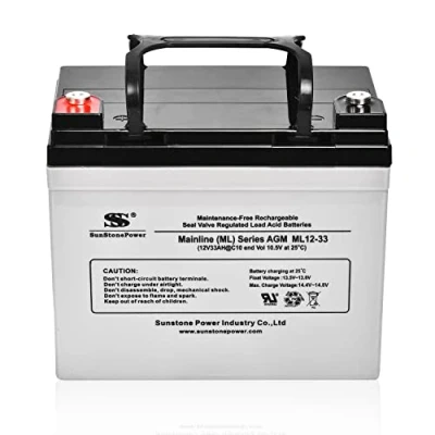 Abbildung von Sunstone AGM Akku Blei Batterie 12V 33AH Beleuchtung Batterien Zyklenfest VRLA Versorgungsbatterie (Wartungsfrei)