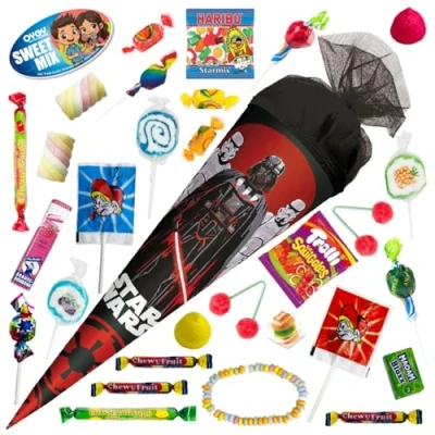 Abbildung von OYOY 35cm Schultüte gefüllt mit Süßigkeiten Mix I ROTH Star Wars kleine Geschwister Einschulung Geschenk
