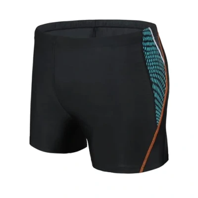 Abbildung von AMZSPORT Badehose Herren Kurz Schwimmhose Eng Wassersport Badeshorts mit Tunnelzug, Schwarz, L