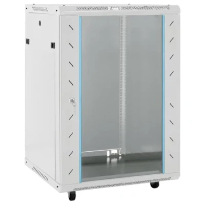 Abbildung von vidaXL 15U Netzwerkschrank, Serverschrank mit Rollen, Datenschrank Abschließbar, Server Schrank Freistehend Abnehmbare Seitenteile, 19&quot; IP20