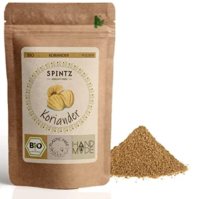 Abbildung von SPINTZ Bio Koriander gemahlen Korianderpulver, gemahlene Coriander Saat, Körner, Samen vegan, organic, 100% natürlich ohne Zusätze naturrein aus biologischem Anbau plastikfrei verpackt