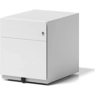 Abbildung von BISLEY Rollcontainer Note mit Griffleiste, 1 Universalschublade, HR Schublade, Metall, 696 Verkehrsweiß, 56.5 x 42 49.5 cm