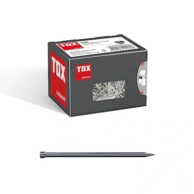Abbildung von TOX Drahtstifte Nails 1,4x25 mm mit Stauchkopf für beinahe unsichtbare Befestigungen in Holz, universelle Einsatzmöglichkeit im Innen und Außenbereich, blanker Stahl, 400 g Karton, 063100201