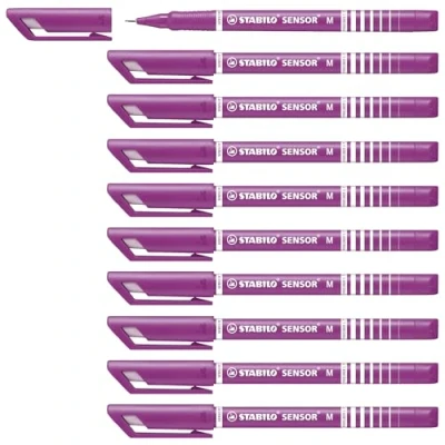 Abbildung von Fineliner mit gefederter Spitze STABILO SENSOR M medium 10er Pack lila