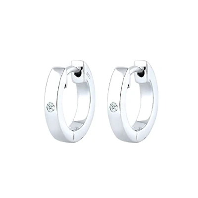 Abbildung von Elli DIAMONDS Paar Creolen Creole Diamant (0.03 ct) Geschenkidee Silber