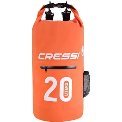 Abbildung von Cressi Dry Bag with Zip Wasserdichte Taschen mit langem verstellbaren Schulterriemen Für Tauchen, Bootfahren, Kajak, Angeln, Rafting, Schwimmen, Camping und Snowboarden