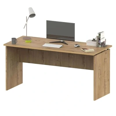 Abbildung von MUEBLES PITARCH Rivoli Schreibtisch Büro, Spanplatte aus Partikeln und Melamin mit hoher Dichte, Gold/Schwarz (R.Gold/Pivote Black), 76x155x68 cm