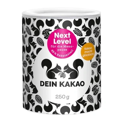 Abbildung von DEIN Kakao Next Level Schokoladenpulver mit aus biologischem Anbau 49% Kakaogehalt &amp; natürlicher Süße Vegane glutenfreie Trinkschokolade für die Menopause 250g Kakaopulver