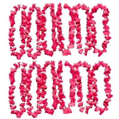 Abbildung von UV FLOOR Neonfarbene Blumenkette Premium Qualität Neonfarbenes Zubehör Party Kostüm Neonpink 12er Set