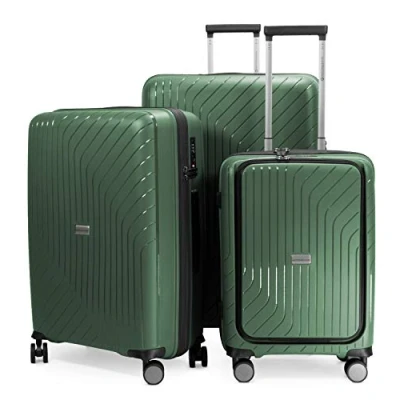 Abbildung von HAUPTSTADTKOFFER TXL 3er Kofferset, TSA, Trolley Set, 4 Rollen, Rollkoffer, EXTRA LEICHT, Reisekoffer, (S+Laptopfach, M &amp; L), Dunkelgrün