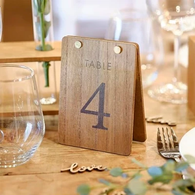 Abbildung von Ginger Ray Rustikale Tischnummern in Zeltform aus Holz für Hochzeiten, Tischdekorationen, 12 Stück, Neutral