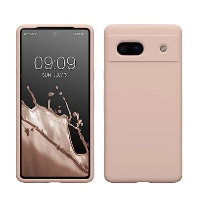 Abbildung von kwmobile Hülle kompatibel mit Google Pixel 7a Silikon Handy Case Handyhülle weiche Oberfläche kabelloses Laden Coconut Swirl