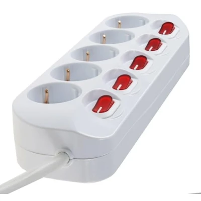 Abbildung von ChiliTec Steckdosenleiste mit Einzelschaltung 5 fach, weiß, 1,5m Kabel