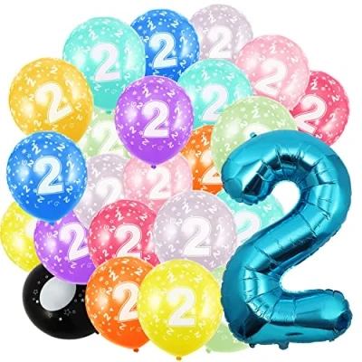 Abbildung von Geburtstag zahlen luftballon 2 jahre Folienballon 2und 20Pcs 30cm Luftballons Riesen in 40&quot; 101cm Mädchen Junge Geburtstagsdeko Ballon Zahl Deko zum fliegt mit Helium