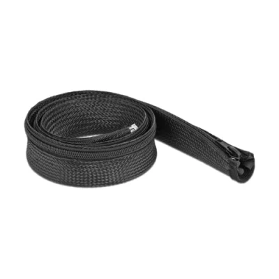 Abbildung von Delock Geflechtschlauch mit Reißverschluss hitzebeständig 1 m x 30 mm schwarz