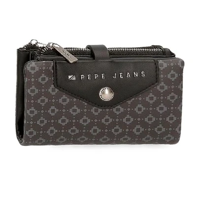 Abbildung von Pepe Jeans Bethany Geldbörse mit Kartenfach, Schwarz, 14,5 x 9 2 cm Kunstleder, Talla única, Brieftasche Kartenhalter