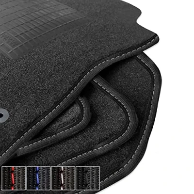Abbildung von moto MOLTICO Premium Auto Velours Autoteppiche Schwarz Automatten passend für Renault Clio IV 2012 2020 Weiße