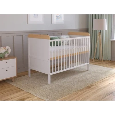 Abbildung von Love For Sleep Babybett Beistellbett 120x60 cm mit Matratze Kinderbett Baby Bett Holz Weiß Kiefer, Komplett Set Mitwachsend Gitterbett