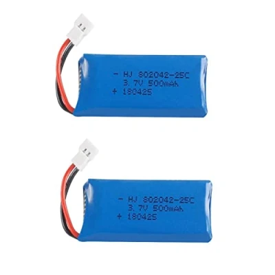Abbildung von TEDESCO: YUNIQUE GREEN CLEAN POWER Set mit 2 Wiederaufladbaren LiPo Batterien 3.7V 500mAh Kompatibel HUBSAN X4 H107L, H107C, H107D, JXD 385 Hochwertig Maße: 42x20x8 Gewicht: 13 Gramm