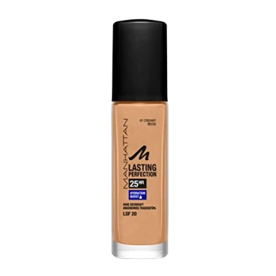 Abbildung von Manhattan Cosmetics Lasting Perfection Foundation Foundation, Damen, Größe: 30 ml, Creamy beige