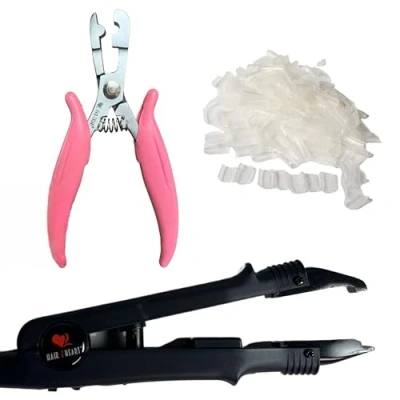 Abbildung von hair2heart Echthaar Extension Rebonding Set für Bonding Extensions