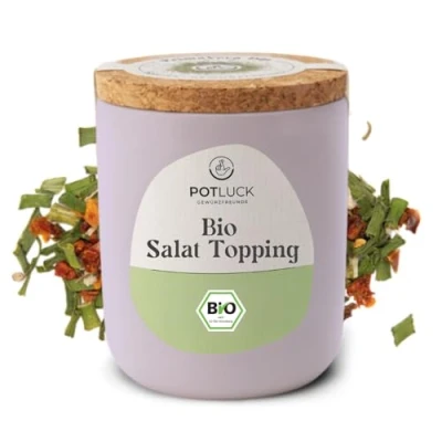 Abbildung von POTLUCK Bio Salat Topping Gewürzmischung für Salate, Bowls und Gemüsegerichte 50g im Keramiktopf