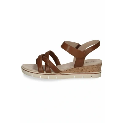 Abbildung von CAPRICE Damen Sandalen mit Absatz aus Leder Fußbett, Braun (Cognac Nappa), 40 EU