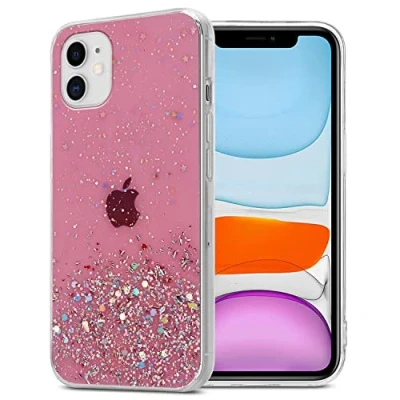 Abbildung von Cadorabo Hülle kompatibel mit Apple iPhone 11 PRO Rundumschutz TPU Silikon Case Mädchen Glitzer Strass Design Slim Kratzfest Weiche Gummi Bling Schutzhülle für in Rosa