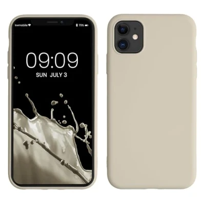 Abbildung von kwmobile Hülle kompatibel mit Apple iPhone 11 gummierte TPU Silikon Handyhülle Schutzhülle für kabelloses Laden Case in Creme