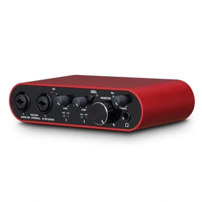 Abbildung von BOMGE 22S USB Audio Interface SOLO Red with XLR/48V Phantom Power,32Bit/192kHz High Fidelity, for Studio Mixer Guitarist, Vocalist, Podcaster, Producer, Plug and Play