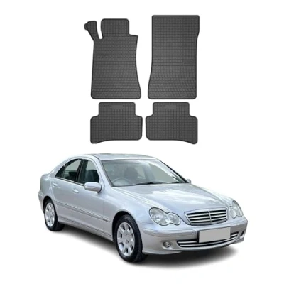 Abbildung von OMAC Gummi Fußmatten kompatibel mit Mercedes C Klasse W203 2000 2007 Automatten Schwarz 4X