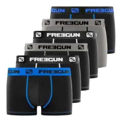 Abbildung von Unterhosen Männer Bewegungsfreiheit, Boxershorts Herren, Langlebig (6er Pack), Schwarz/Grau/Weiß/Blau, 2XL