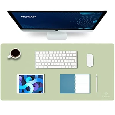Abbildung von K KNODEL Tischunterlage, Schreibtischunterlage, 80 x 40cm PVC Laptop wasserdichte Schreibunterlage für Büro oder Heimbereich, doppelseitig (Hellgrün/Hellblau)