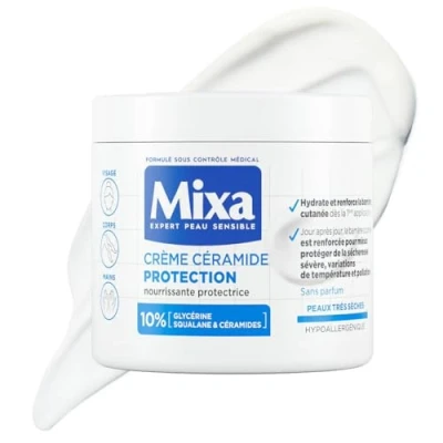 Abbildung von Mixa Expert Ceramid Creme für empfindliche Haut, schützt vor starker Trockenheit, sehr trockene und Gesicht, Körper, Hände hypoallergen ohne Parfüm 400 ml