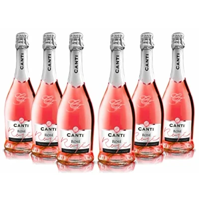 Abbildung von Canti Cuvée, rosé Wein sekt extra trocken 11%, italienische Glera und Pinot Noir Rebsorten aus Veneto, frischer fruchtiger Geschmack, 6x750 ml